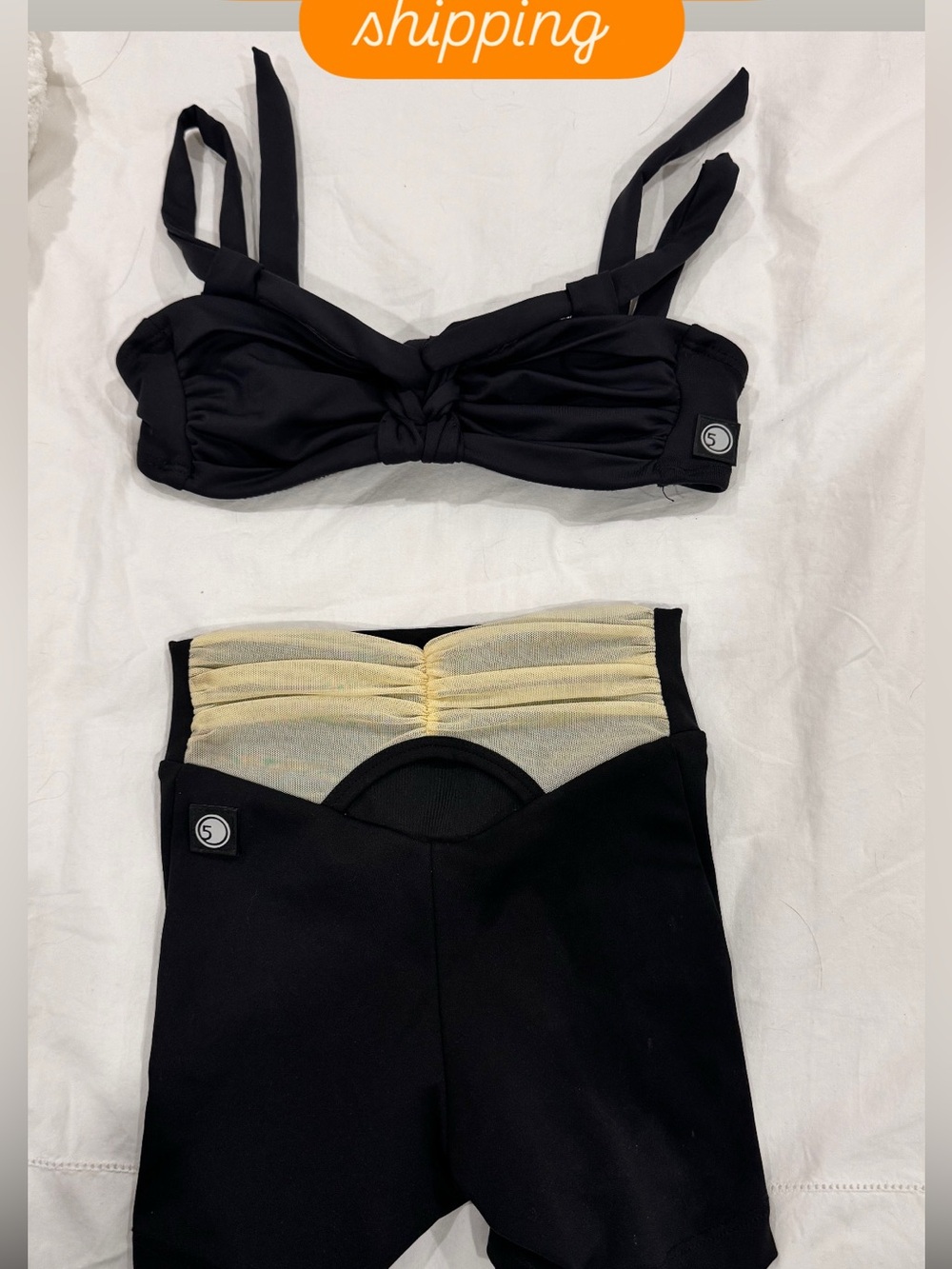 Kids Black High-Waist Dance Shorts with Contrast Waistband